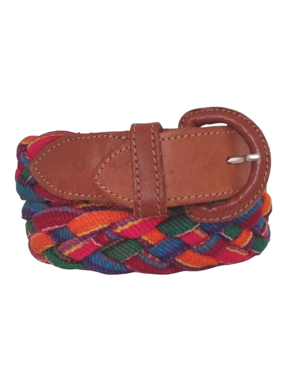 Vintage Guatemalan Braided Belt Multicolor Boho Woven Belt Large